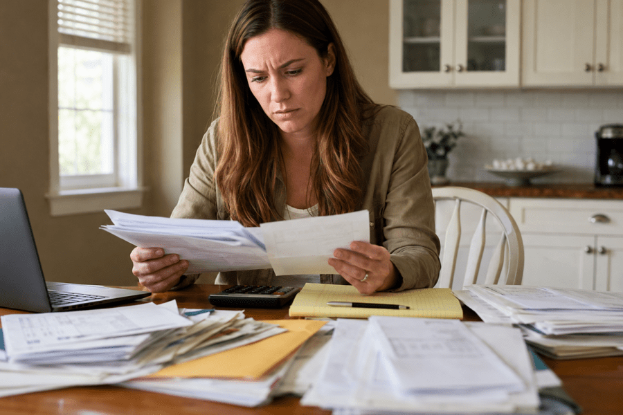 Kentucky injury claimant reviewing medical bills and treatment records after a Louisville car accident