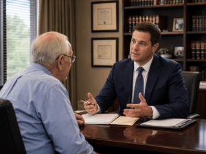 Louisville Personal Injury Lawyer; Prospective injury client meeting with a Louisville personal injury lawyer for an initial consultation