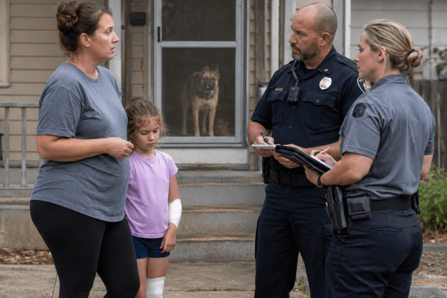 Louisville dog bite lawyer; mother of Dog bite injury victim giving incident details after a Kentucky dog attack