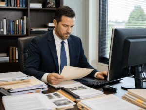 Louisville personal injury lawyer reviewing medical records and treatment timeline for a Kentucky injury claim