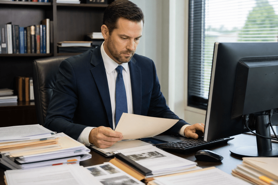 Louisville personal injury lawyer reviewing medical records and treatment timeline for a Kentucky injury claim