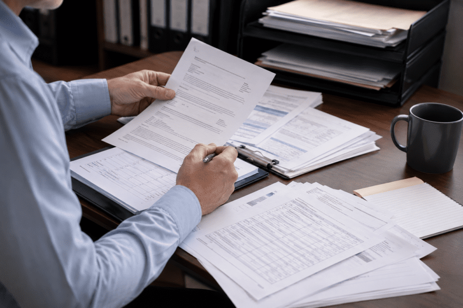 Trucking enforcement letter and compliance documents reviewed in a legal office