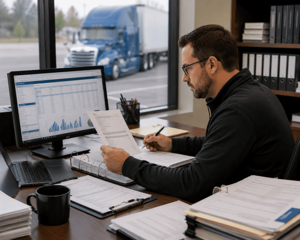 Trucking company records being reviewed remotely for an FMCSA off-site investigation