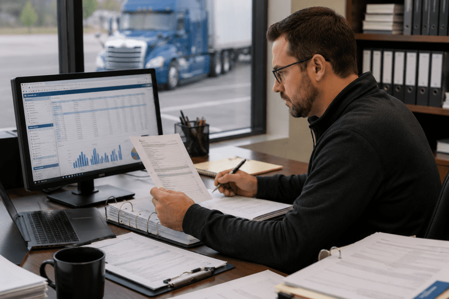 Trucking company records being reviewed remotely for an FMCSA off-site investigation